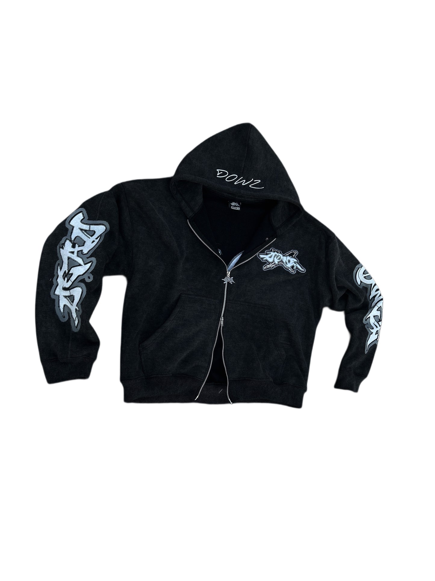 DOWZ “04” ZIP UP HOODY BLACK